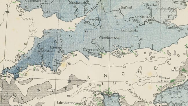 An old map of the south coast of England.