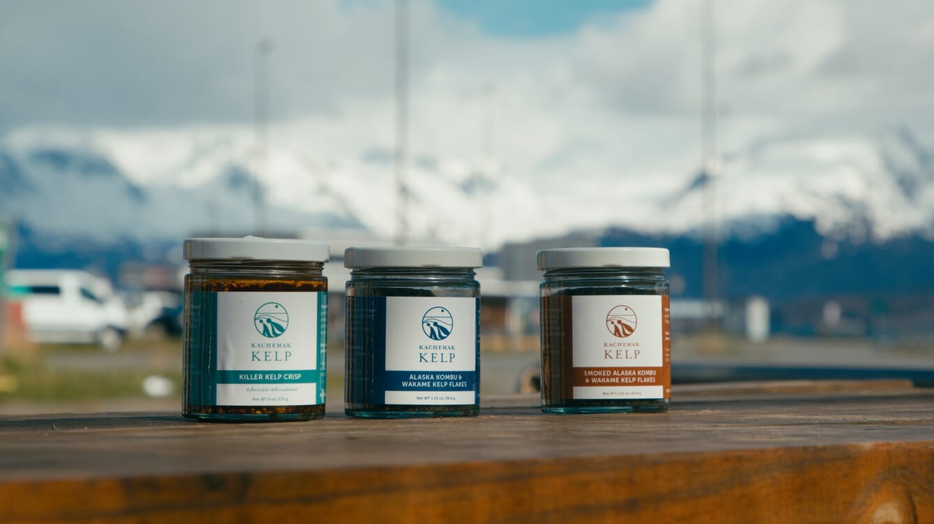 Pots of kelp-based sauces