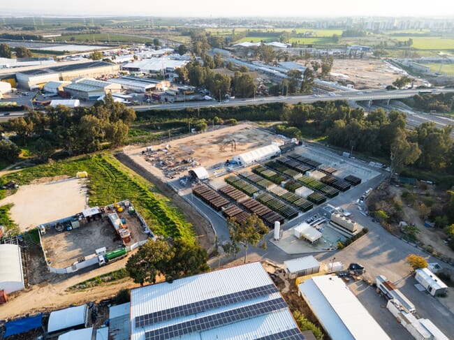 Aerial view of an industrial facility.