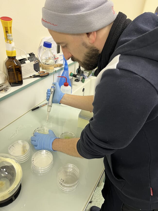 A man at work in a laboratory.