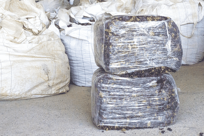 Large bags of dried seaweed.
