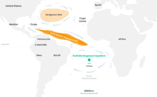 um mapa do Atlântico Sul