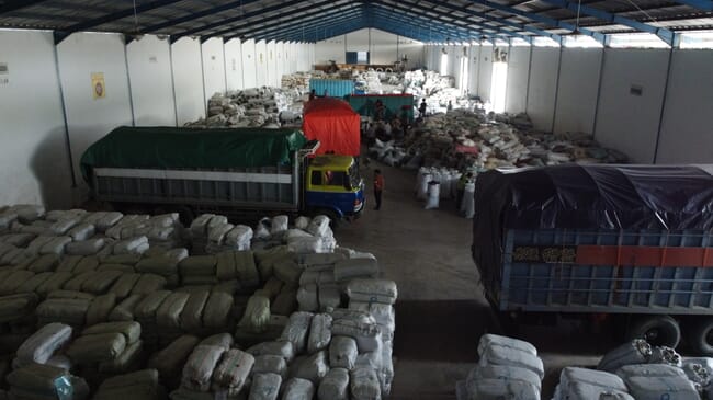 a warehouse full of seaweed