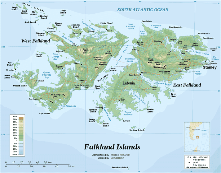 A map of the Falkland Islands