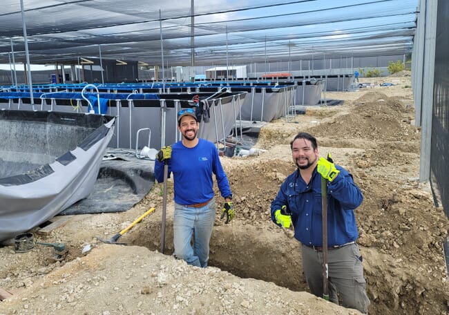 Dos hombres cavando un hoyo