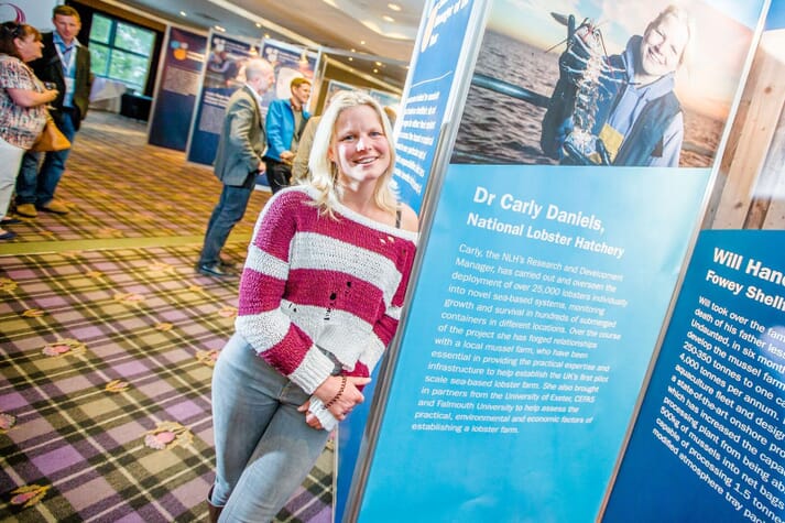 Dr Carly Daniels won an award at Aquaculture UK 2018 for her part in the Lobster Grower 2 project