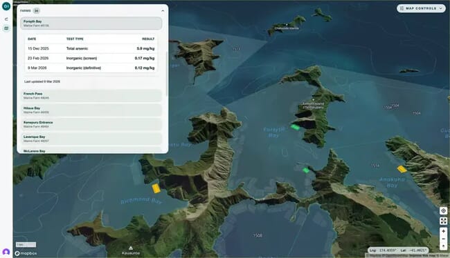 A screenshot of an app forecasting environmental conditions.
