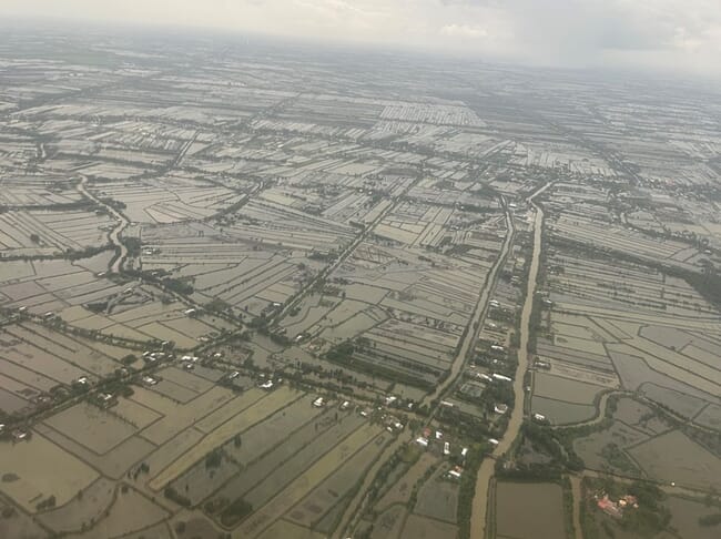 Aerial view of prawn farms in Vietnam