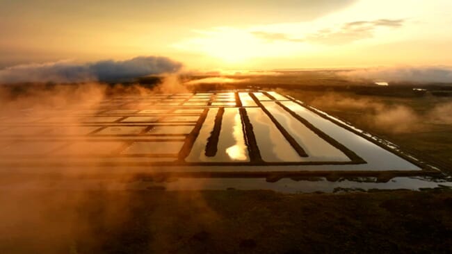 An aerial view of an aquaculture farm in Australia's Northern Territory.