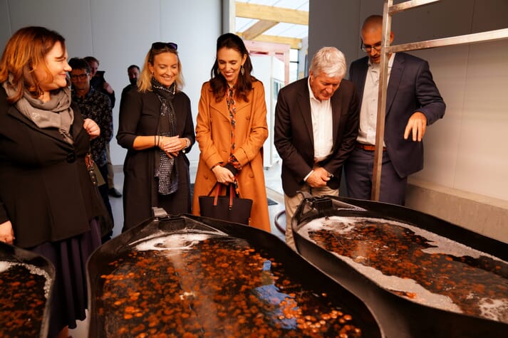 New Zealand's Prime Minister, Jacinta Adern, opened the $8 million seaweed centre on 27 May