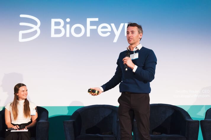 Timothy Bouley, CEO of BioFeyn, speaking at the 2022 Blue Food Innovation Summit in London