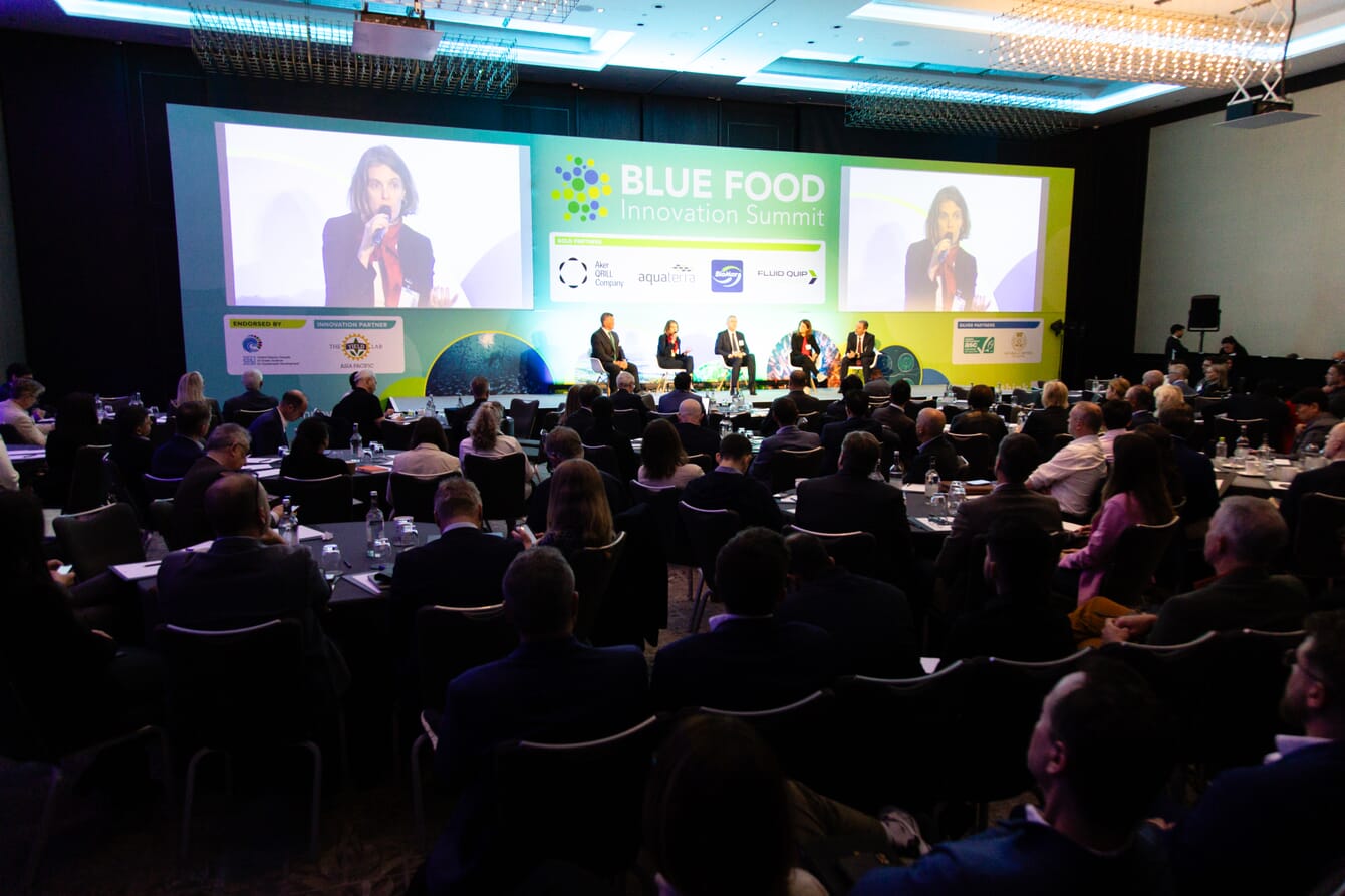 A photo of a conference in London focusing on Blue foods.