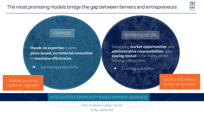 A chart illustrating the gap between seaweed farmers and entrepreneurs in Latin America.