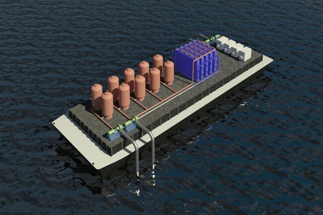 computer drawing of an ocean decarbonisation system