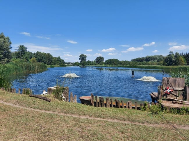 Ponds at V95 fish farm in Nagyatád, Hungary.