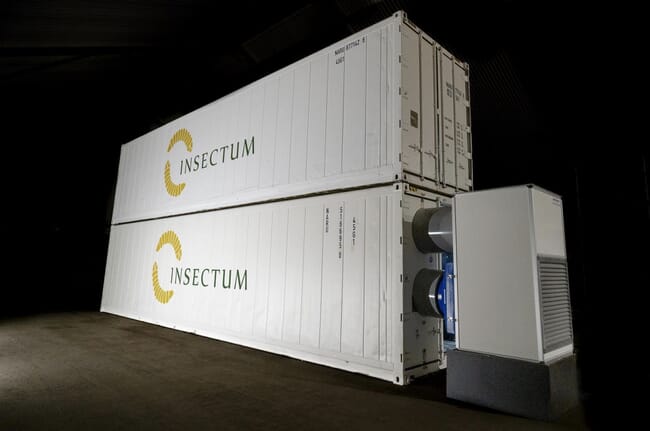 Insectum two stacked shipping container black soldier fly facility.