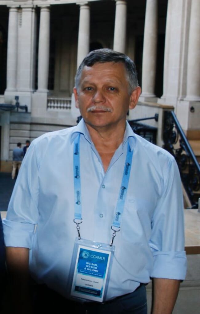 A marine biologist attending a conference about fishing in Antarctica.