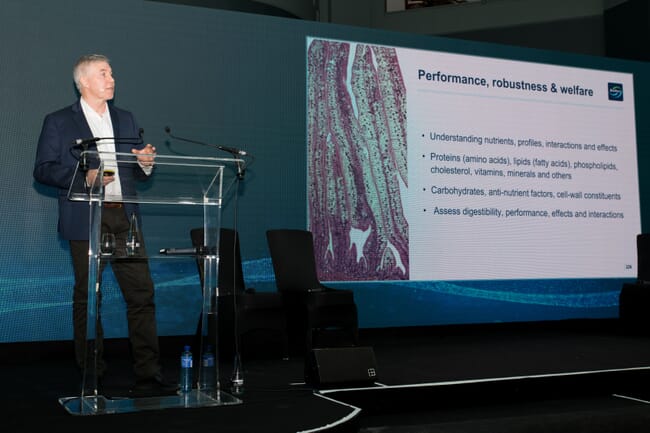 Simon Wadsworth presenting at the Global Seafood Conference 2024.