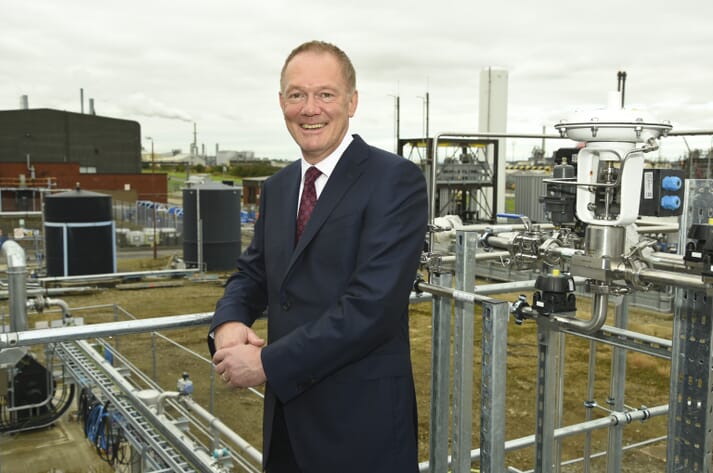 Alan Shaw at the opening of Calysta's Teesside facility.