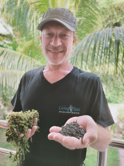 Man holding seaweed