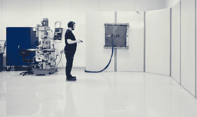 a man testing a device in a laboratory