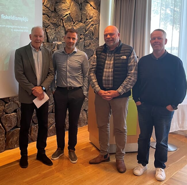 A group of four men representing Iceland land-based aquaculture farms.