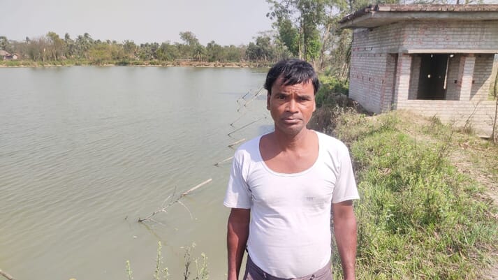 Gautam Das farms carp in rain-fed ponds in Gopalpur village, West Bengal