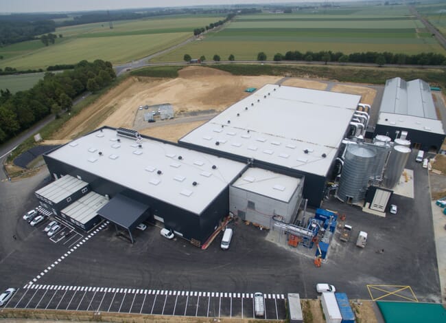 Aerial view of an indoor vertical farm