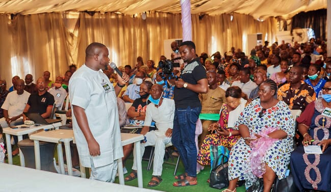 Man speaking to an audience