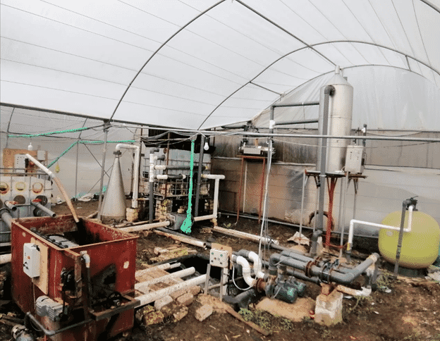 water pumps under a plastic dome