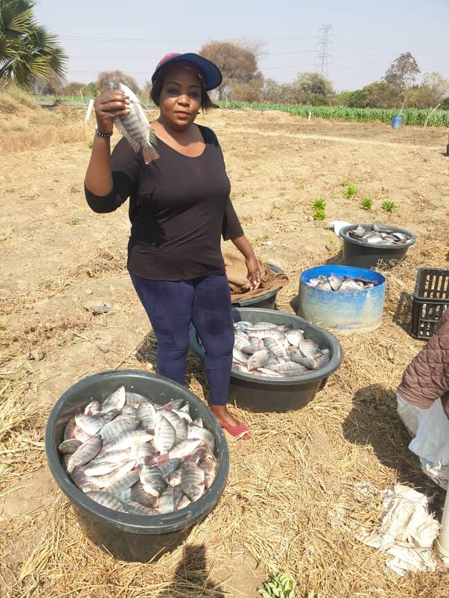 Woman holding a fish