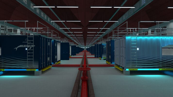 Computer render showing shipping containers