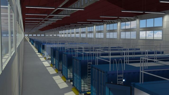 Computer render of a Shrimpbox facility