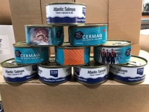 A selection of salmon cans