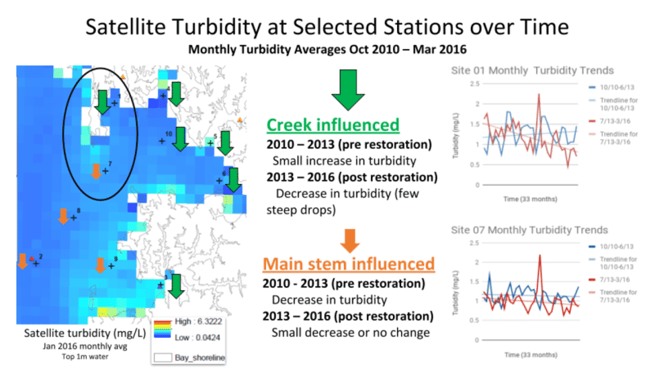 Satellites can “see” the benefits of oyster restoration near the