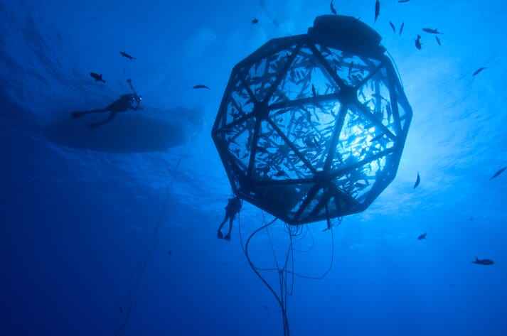 Underwater Aquapod offshore cage