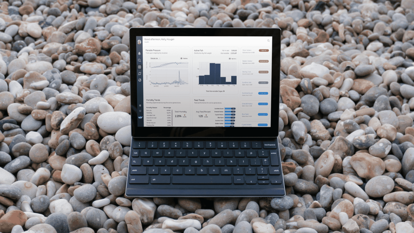 A computer with an aquaculture software opened.