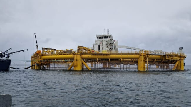 A vast metal fish farm.