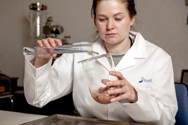 A scientist working on salmon by-product valorisation.