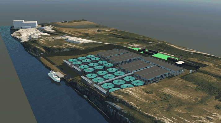 computer drawing of a land-based aquaculture facility