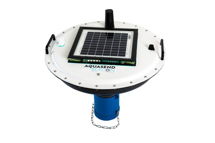 Aquasend's range of products include the Aquasend Beacon, which provides data on dissolved oxygen and water temperature levels in aquaculture ponds
