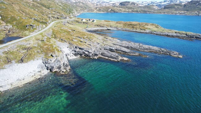 aerial view of a rugged coastline