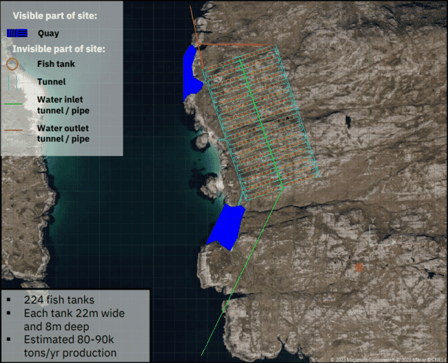 A satellite image of the proposed site.