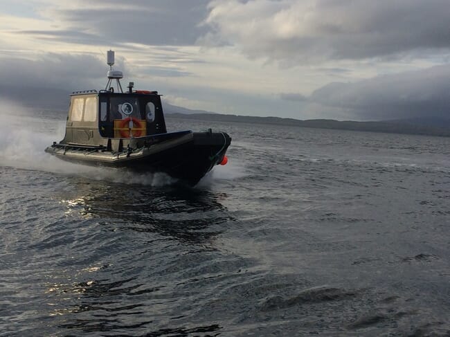 small boat in the water