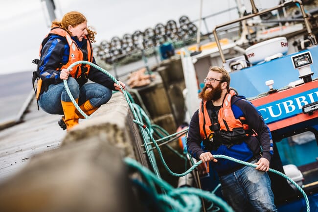 Fish farmers at work.