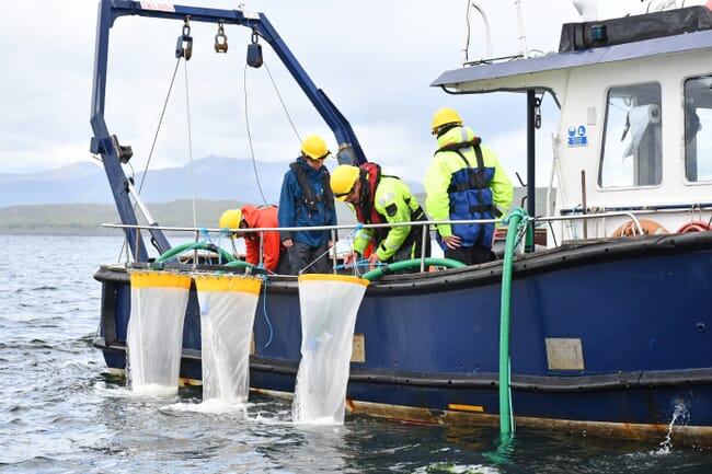 Scientists working on a research vessel.