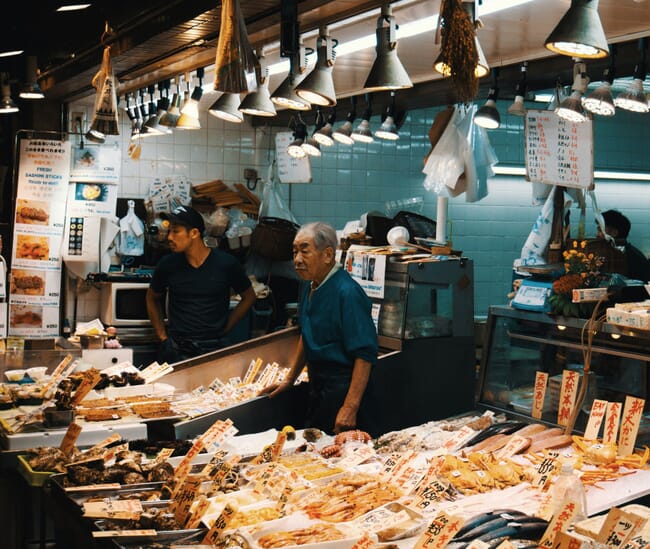 A seafood stall.
