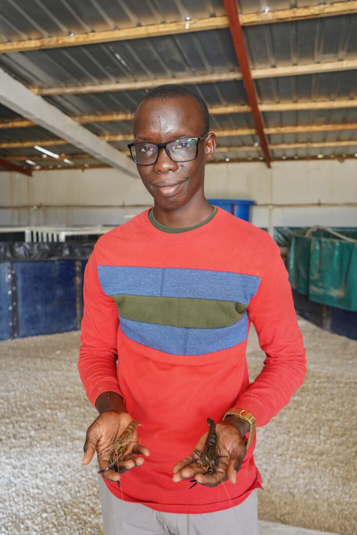 Papa Demba Ndao, former hatchery manager, in the hatchery