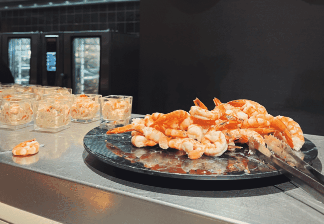 A photo of shrimp dishes served at a shrimp conference.