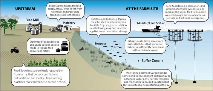Potential pathways for greenhouse gas emissions reductions from fed-finfish ﻿mariculture (click on image to enlarge)